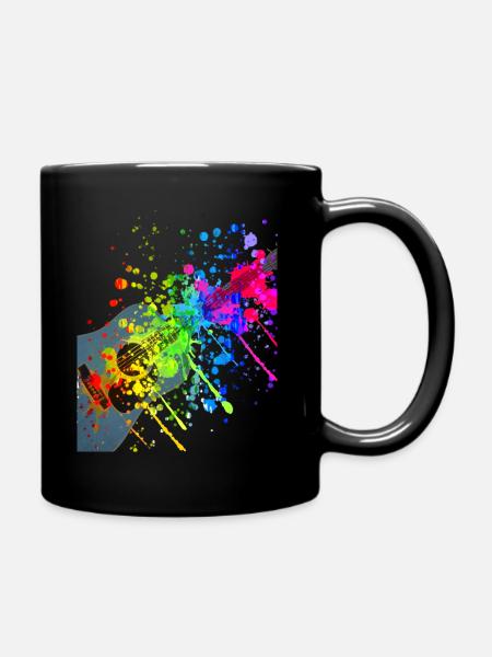 Gitarre - Kleckse aus Farbe - Tasse einfarbig - Schwarz