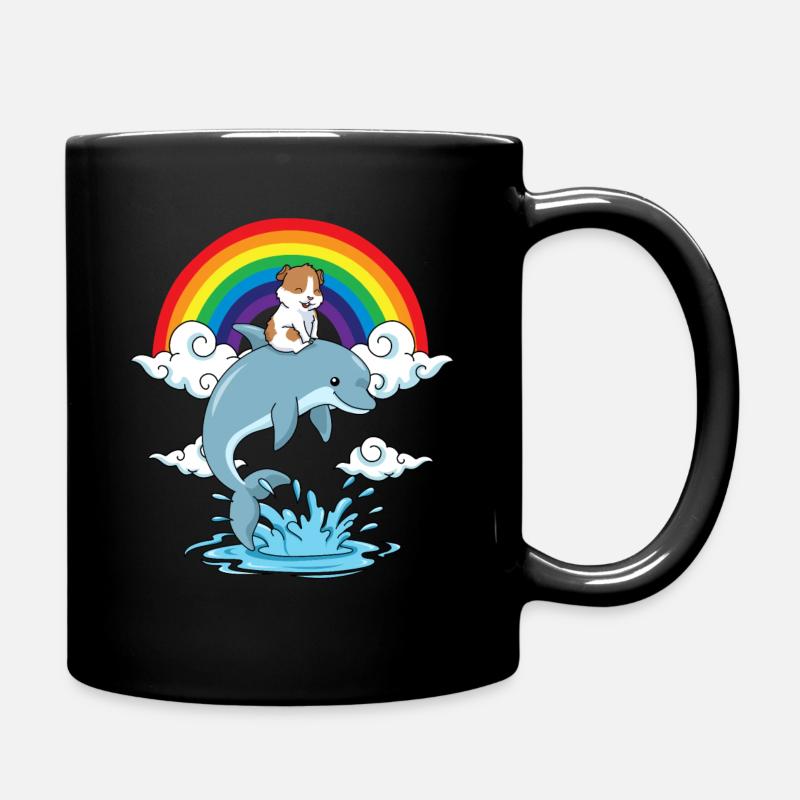Meerschweinchen Regenbogen Geschenk Kinder Delfin - Tasse einfarbig - Schwarz