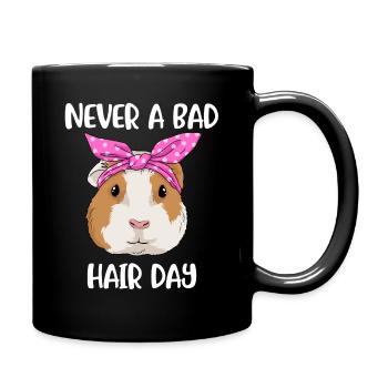 Guinea Pig Gift Woman Never A Bad Hair Day - Full Colour Mug - black - Right