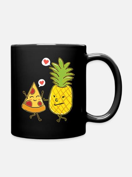 Pizza ananas Pizza hawaïenne ananas sur pizza - Mug uni - noir