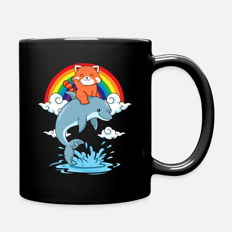 Roter Panda Geschenk Delfin Regenbogen Red Panda - Tasse einfarbig - Schwarz