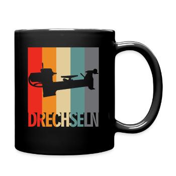 Drechsler und Drechseln - Drechselbank - Tasse einfarbig - Schwarz - Rechts