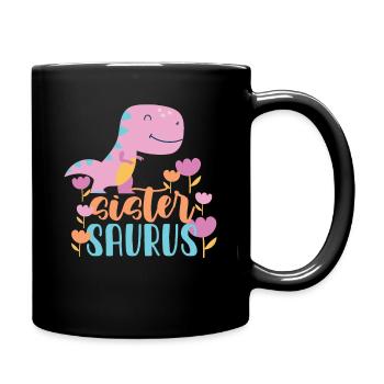 Sister Saurus gift for girls - Full Colour Mug - black - Right