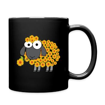 Schaf Blume Design für einen Schafe Liebhaber - Tasse einfarbig - Schwarz - Rechts