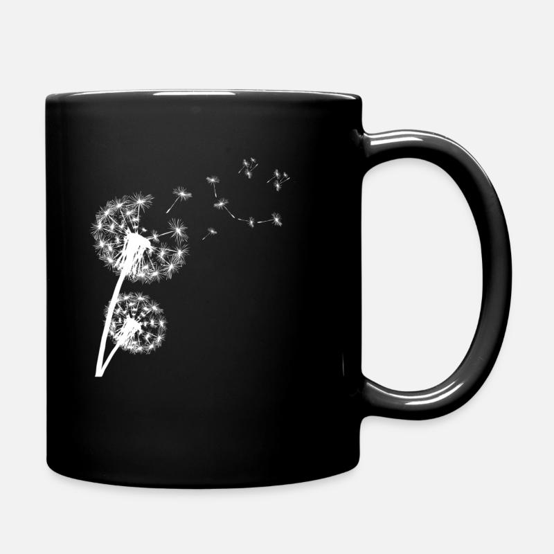 Dandelion with a happy smile - Full Colour Mug - black