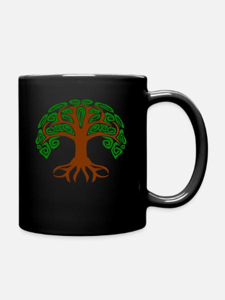 Tree of Life Germanic Celts and Yoga - Full Colour Mug - black