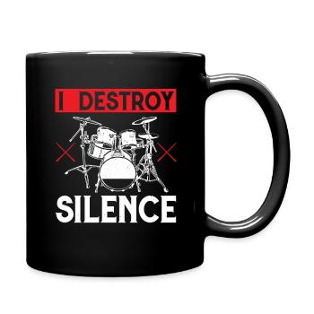 Je détruis le silence tambour batteur grand-père - Mug uni - noir - Droite