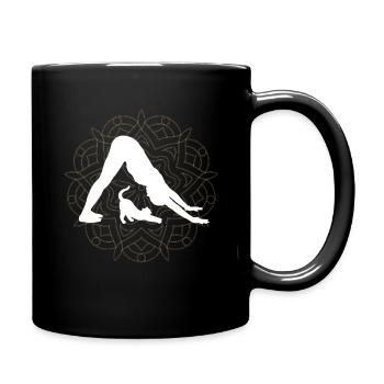 Yoga Katzen Meditation Mandala Namaste - Tasse einfarbig - Schwarz - Rechts