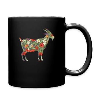 Floral Goat Hawaiian Tropical - Tasse einfarbig - Schwarz - Rechts