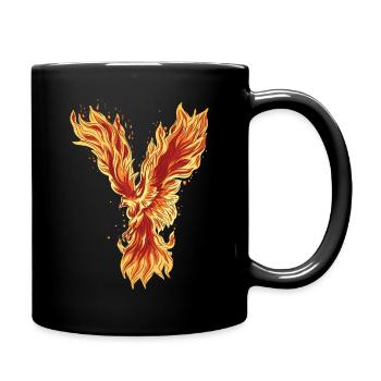 Phoenix Rising Fire Bird Mythische Grafik - Tasse einfarbig - Schwarz - Rechts