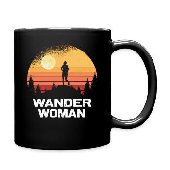 Wanderwoman hiking trekking mountains nature - Full Colour Mug - black - Right