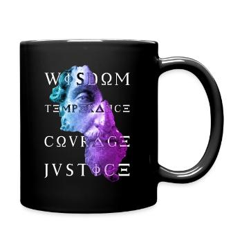 Marcus Virtues of Stoicism Wisdom Courage Justice - Full Colour Mug - black - Right