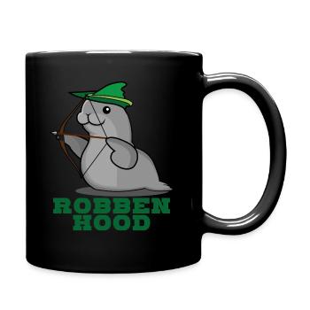 Robbe - funny Robben Hood saying joke - Full Colour Mug - black - Right
