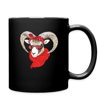 Hippie Goat Face With Bandana - Tasse einfarbig - Schwarz - Rechts