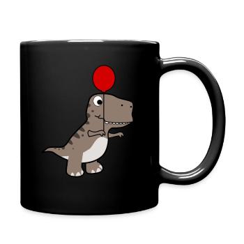 Dinos Tyrannosaurus mit Luftballon - Tasse einfarbig - Schwarz - Rechts