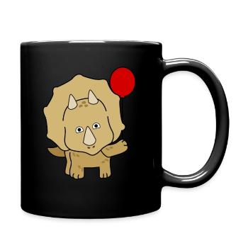 Dinos Triceratops mit Luftballon - Tasse einfarbig - Schwarz - Rechts