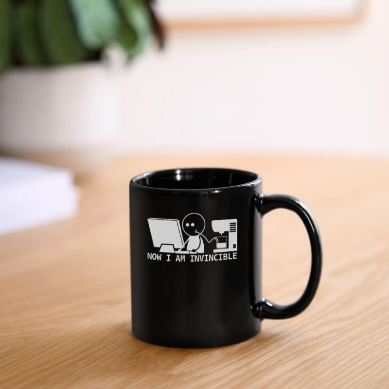 Admin Programmierer Nerd mit Kaffee Tasse einfarbig