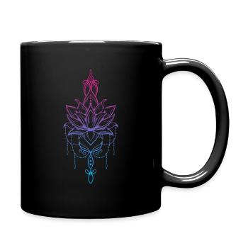 Lotus flower meditation relax yoga - Full Colour Mug - black - Right