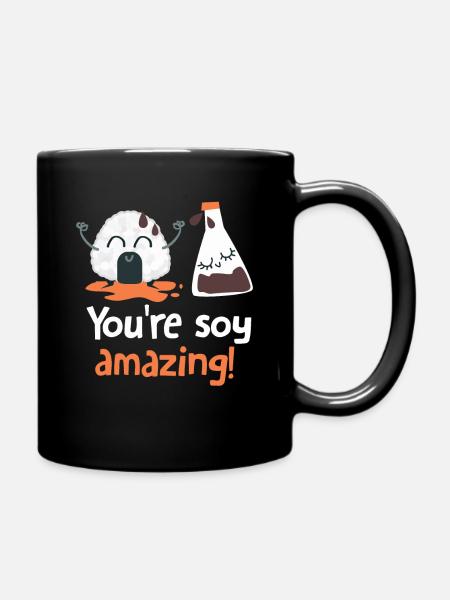 Sushi Soja Geschenkidee - Tasse einfarbig - Schwarz