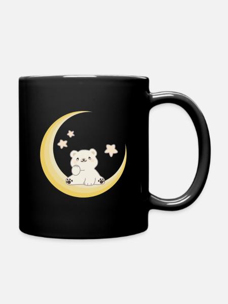 Eisbär Mond Sterne Gute Nacht für Babys Bärchen - Tasse einfarbig - Schwarz
