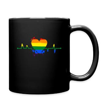 Rainbow heartbeat heart tolerance - Full Colour Mug - black - Right