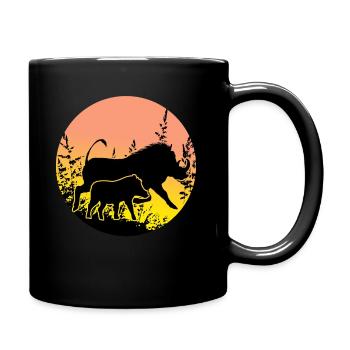 Warzenschwein - Sonnenuntergang Afrika Safari - Tasse einfarbig - Schwarz - Rechts