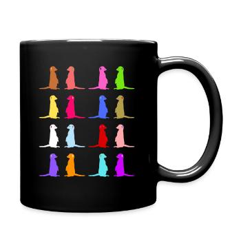 Erdmännchen buntes Retro Design - Tasse einfarbig - Schwarz - Rechts