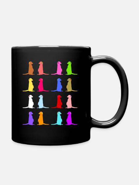 Erdmännchen buntes Retro Design - Tasse einfarbig - Schwarz