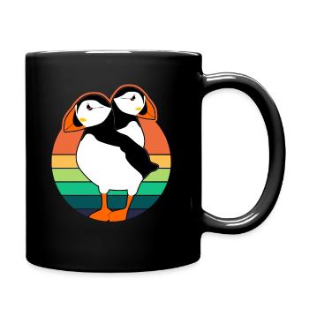 Puffin Puffins Retro Birds - Full Colour Mug - black - Right