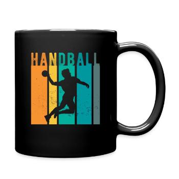 Handball Handballspieler Handballer - Retro - Tasse einfarbig - Schwarz - Rechts