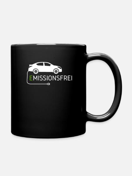 Emissionsfrei Elektro Auto - Tasse einfarbig - Schwarz
