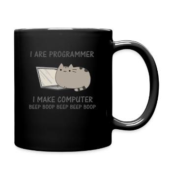 Programierer lustige Katze Computer Nerd - Tasse einfarbig - Schwarz - Rechts