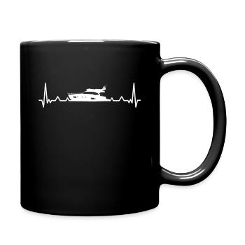Bateau à moteur yacht bateau Heartbeat - cadeau - Mug uni - noir - Droite