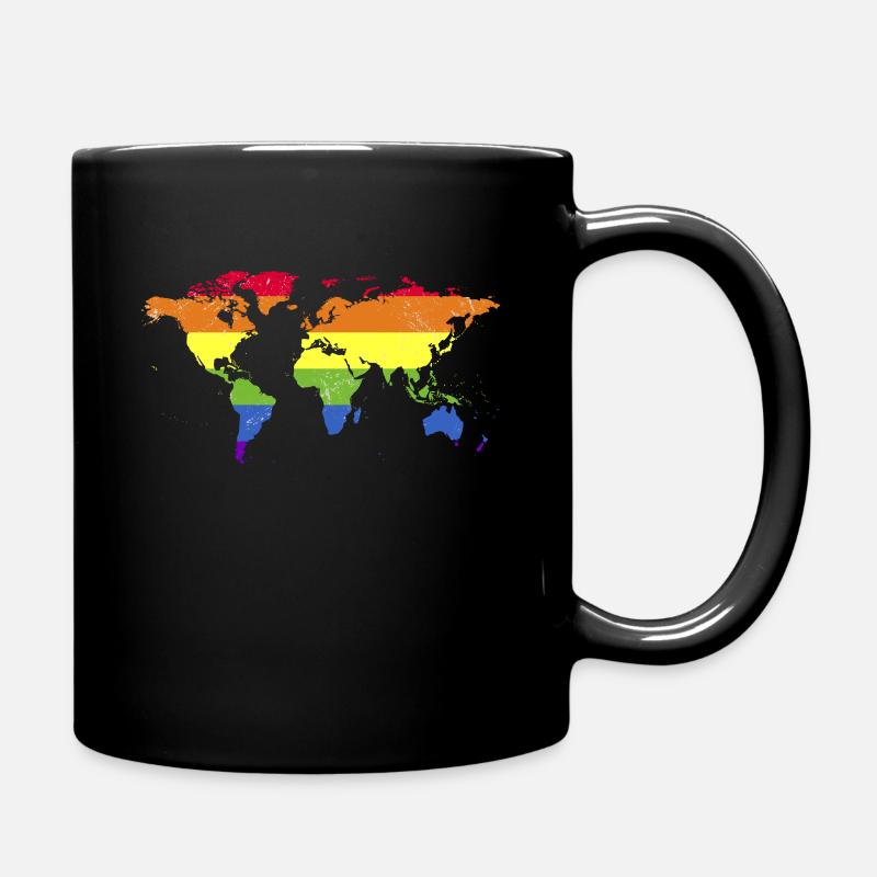 Regenbogen Weltkarte Flagge - Toleranz - Bunte - Tasse einfarbig - Schwarz