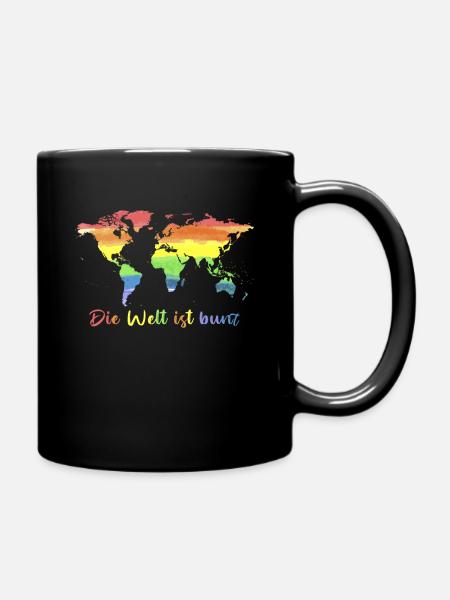 Die Welt ist Bunt - Regenbogen Flagge Toleranz - - Tasse einfarbig - Schwarz
