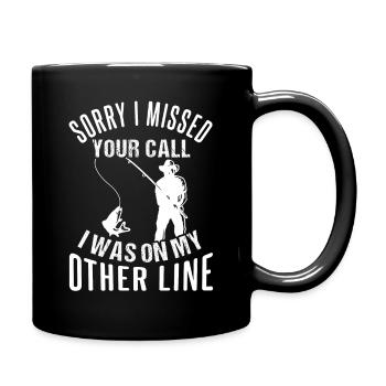 Pêche pêche pêche canne à pêche cadeau de pêcheur - Mug uni - noir - Droite