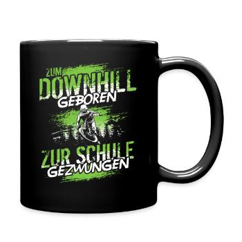 VTT Né pour descendre, obligé d'aller à l'école - Mug uni - noir - Droite