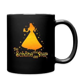 Die schöne und das Bier - Damen Frauen Feiern - - Tasse einfarbig - Schwarz - Rechts