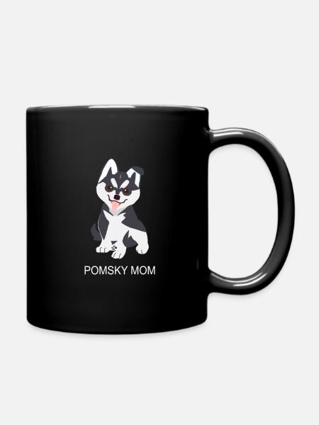 Pomsky mom - Full Colour Mug - black