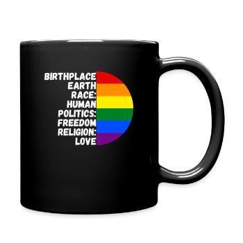 Birthplace Religion Love Freedom Life People - Full Colour Mug - black - Right
