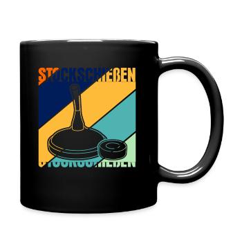 Stockschießen - Retro Eisstock - Tasse einfarbig - Schwarz - Rechts