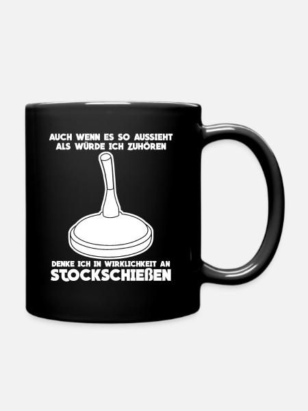 Stockschießen lustiger Eisstock Spruch - Tasse einfarbig - Schwarz