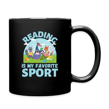 reading is my favorite sport animal reading books - Full Colour Mug - black - Right