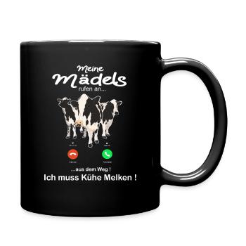 Kühe Landwirt Bauer Kuh Design Geschenkidee - Tasse einfarbig - Schwarz - Rechts