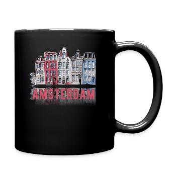 Amsterdam Skyline - Pink - Tasse einfarbig - Schwarz - Rechts
