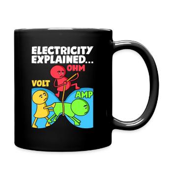 Lustiges Elektriker Design Erklärt Elektrizität - Tasse einfarbig - Schwarz - Rechts