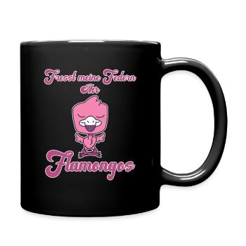 Fresst meine Federn ihr Flamongos Meditation - Tasse einfarbig - Schwarz - Rechts