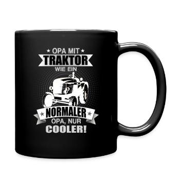 Opa mit Traktor Trecker Landwirt Bauernhof - Tasse einfarbig - Schwarz - Rechts