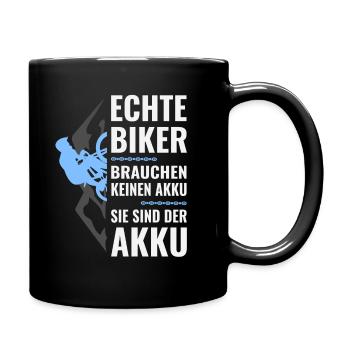 Fahrrad-Echte Biker brauchen keinen Akku - Tasse einfarbig - Schwarz - Rechts