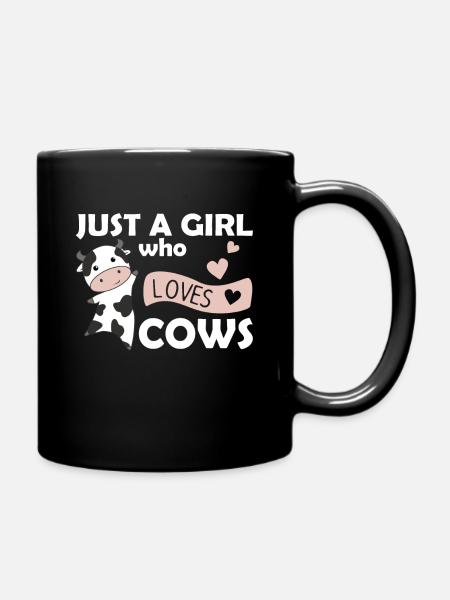 Juste une fille qui aime les vaches animaux mignons coeurs vache - Mug uni - noir